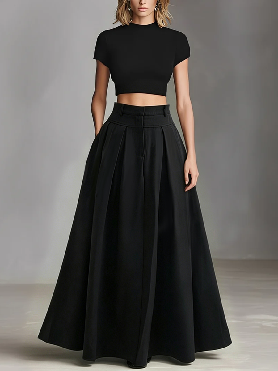 knit top woven skirt dress Skylar Knit Top Contrast Woven Maxi Dress Small