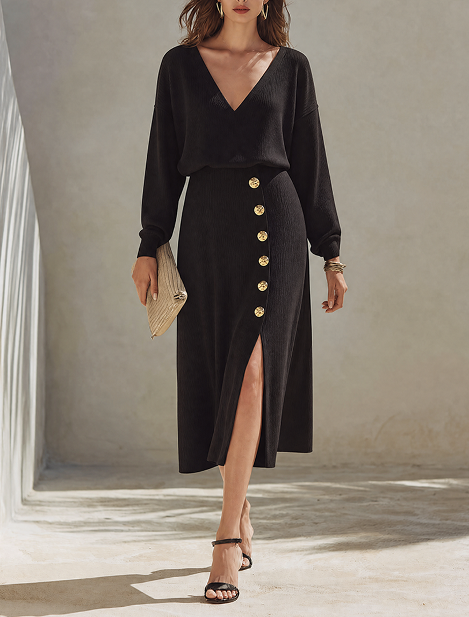 minimalist black dress GOUDIN Simple elegant minimalist LBD Black backless flip dress