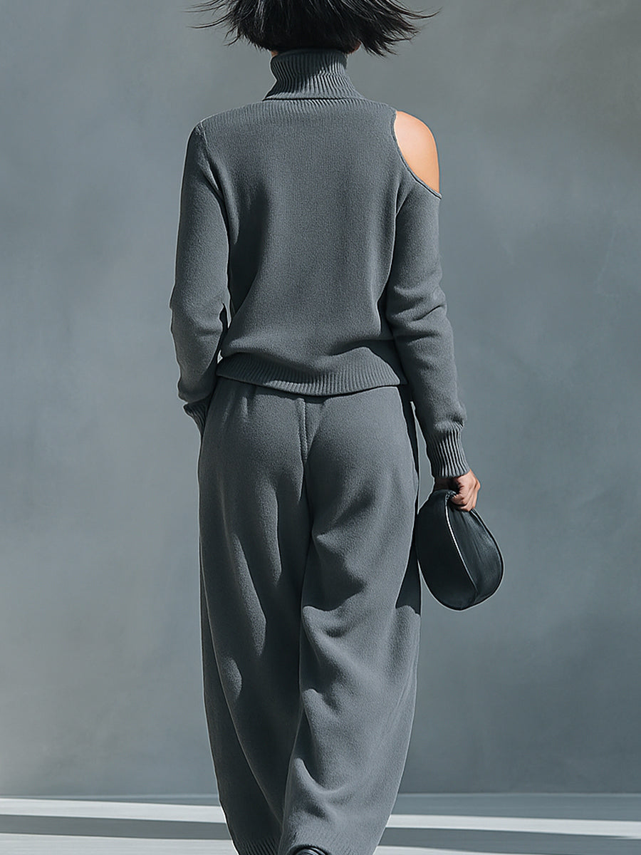 Women's One-shoulder Cut-out Modern Knit-Blend Set MDA2539G2I