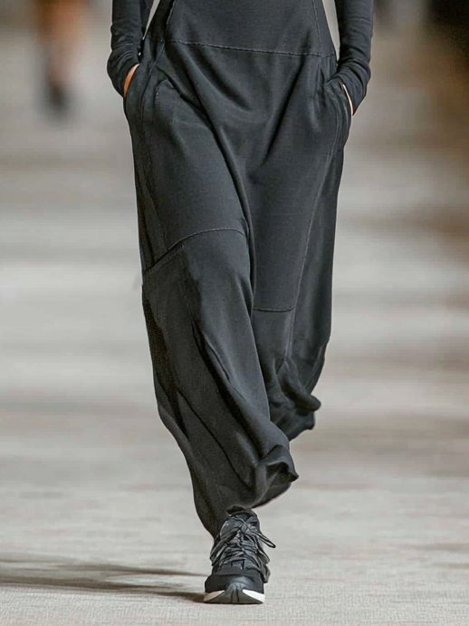 Women's Sports Cotton Blend Half-high Collar Zipper Loose Maxi Dress MDA3197G9Y