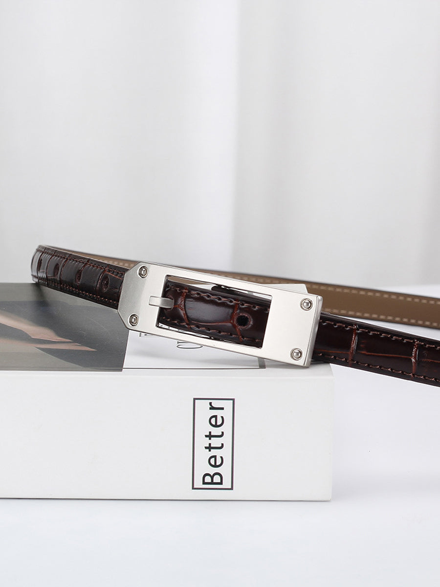 Women's Fashionable Alligator Leather Thin Belt MDA0196H6Y