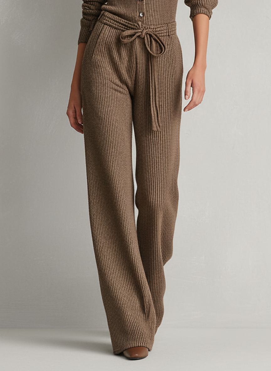 Women's Minimalist Knit Button Lapel Drawstring Straight Jumpsuit MDA2019J4Y