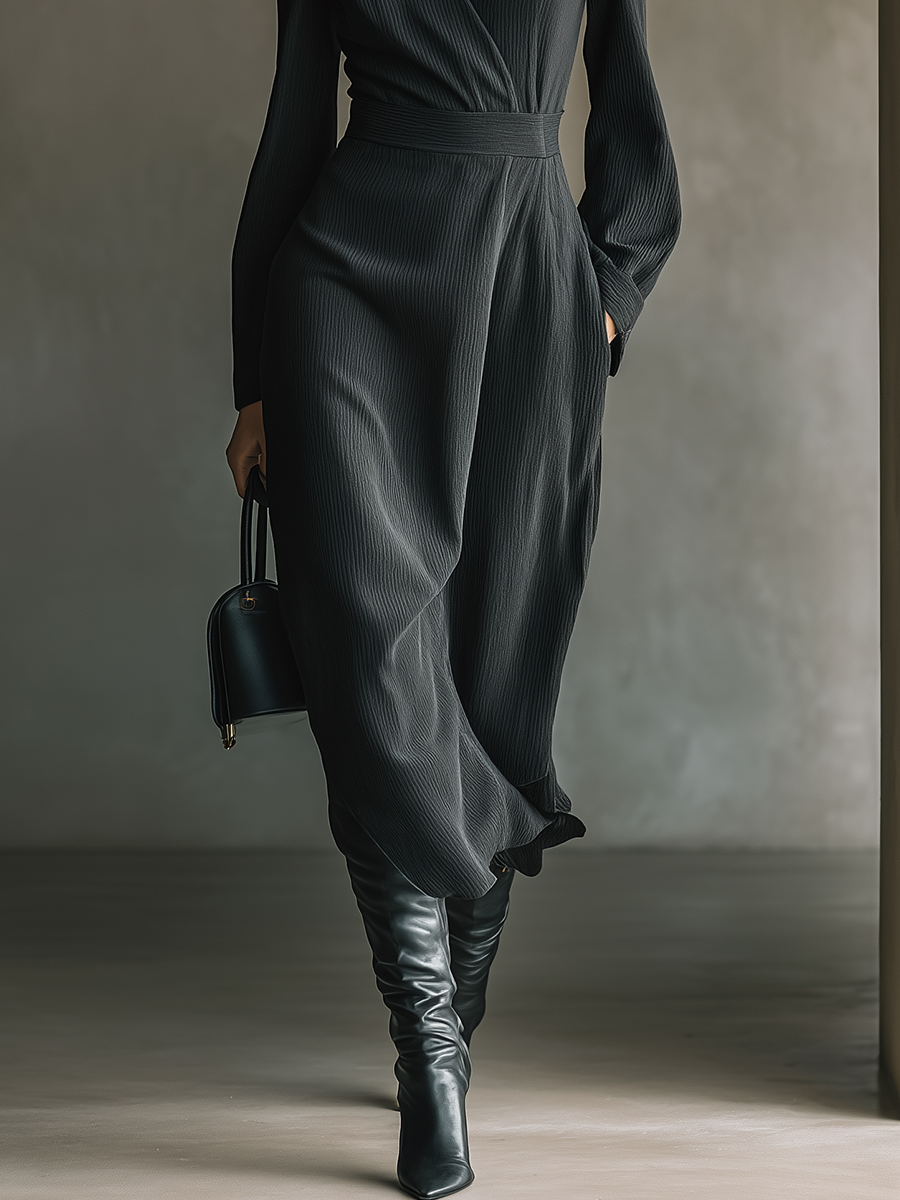 Women's Black Soft Knit Maxi Dress MDA0685H2T