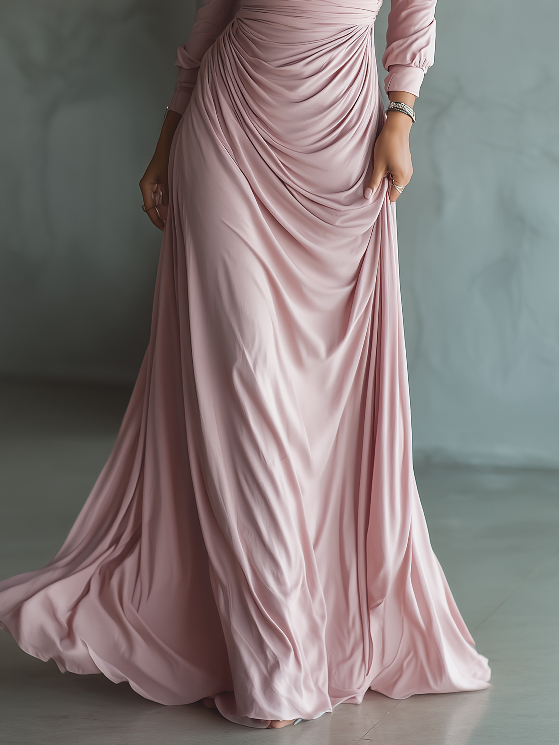 Women's Minimalist Stretchy V-neck Maxi Dress MDA1655L1Y