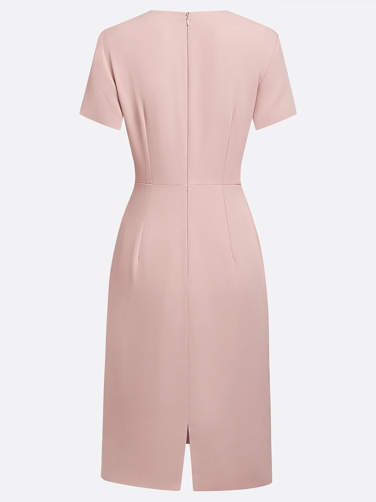 Women's Fashion Solid Color V-Neck Short Sleeve Asymmetric Pleated Midi Dress MDA1132F6Y