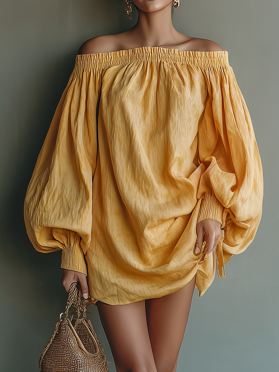 Women's Ginger Cotton Blend Puff Sleeve Resort Midi Dress MDA0618H3T