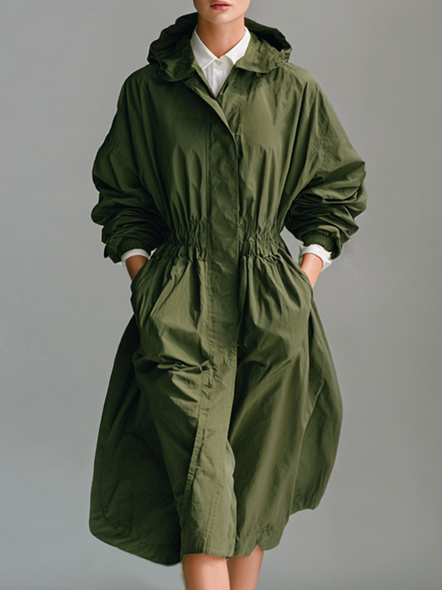 Women's Hooded Oversized Mid-length Windbreaker Coat MDA2541K7AP