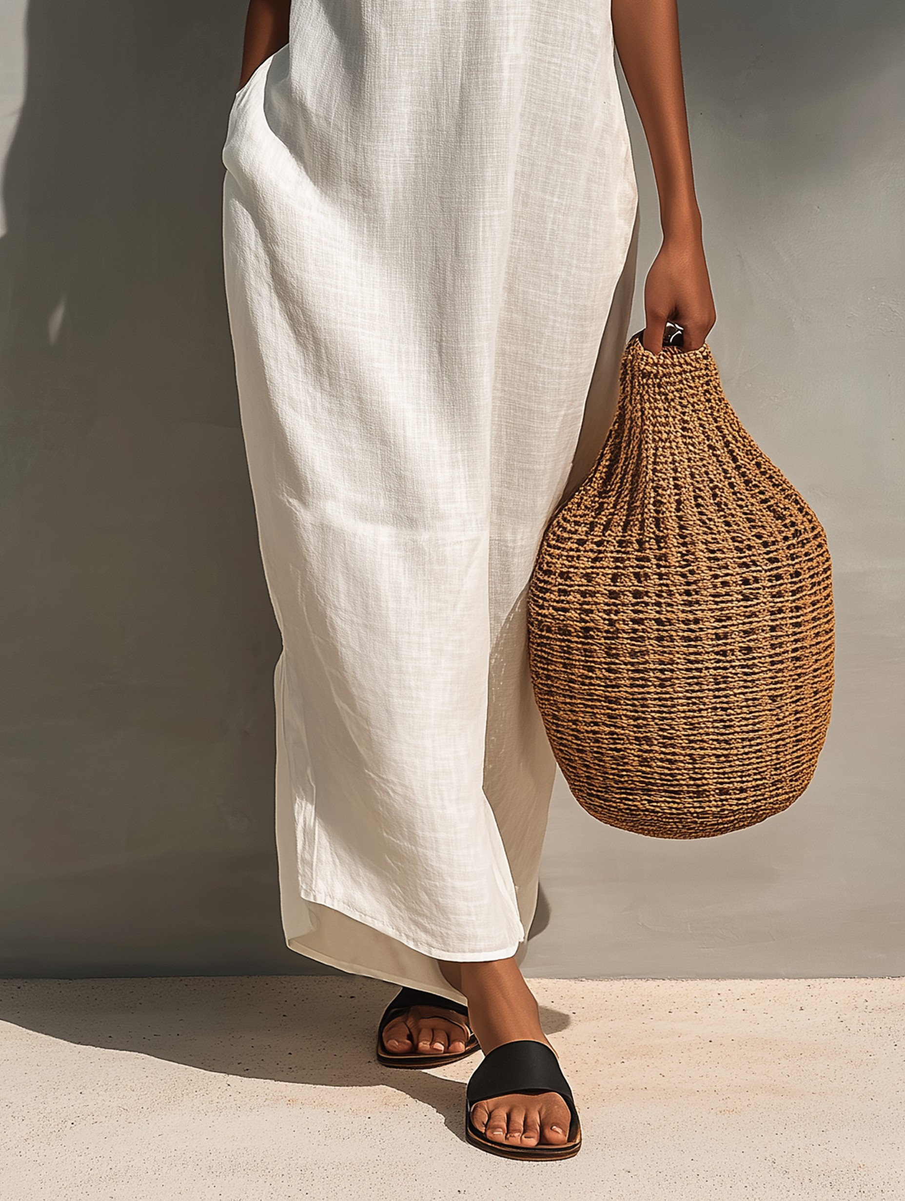 Women's Minimalist Sleeveless Maxi Dress With Cutout Neckline MDZ1206B6Y