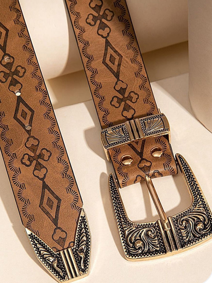 Women's Fashion Western Style Patterned Belt MDA0127H2Y
