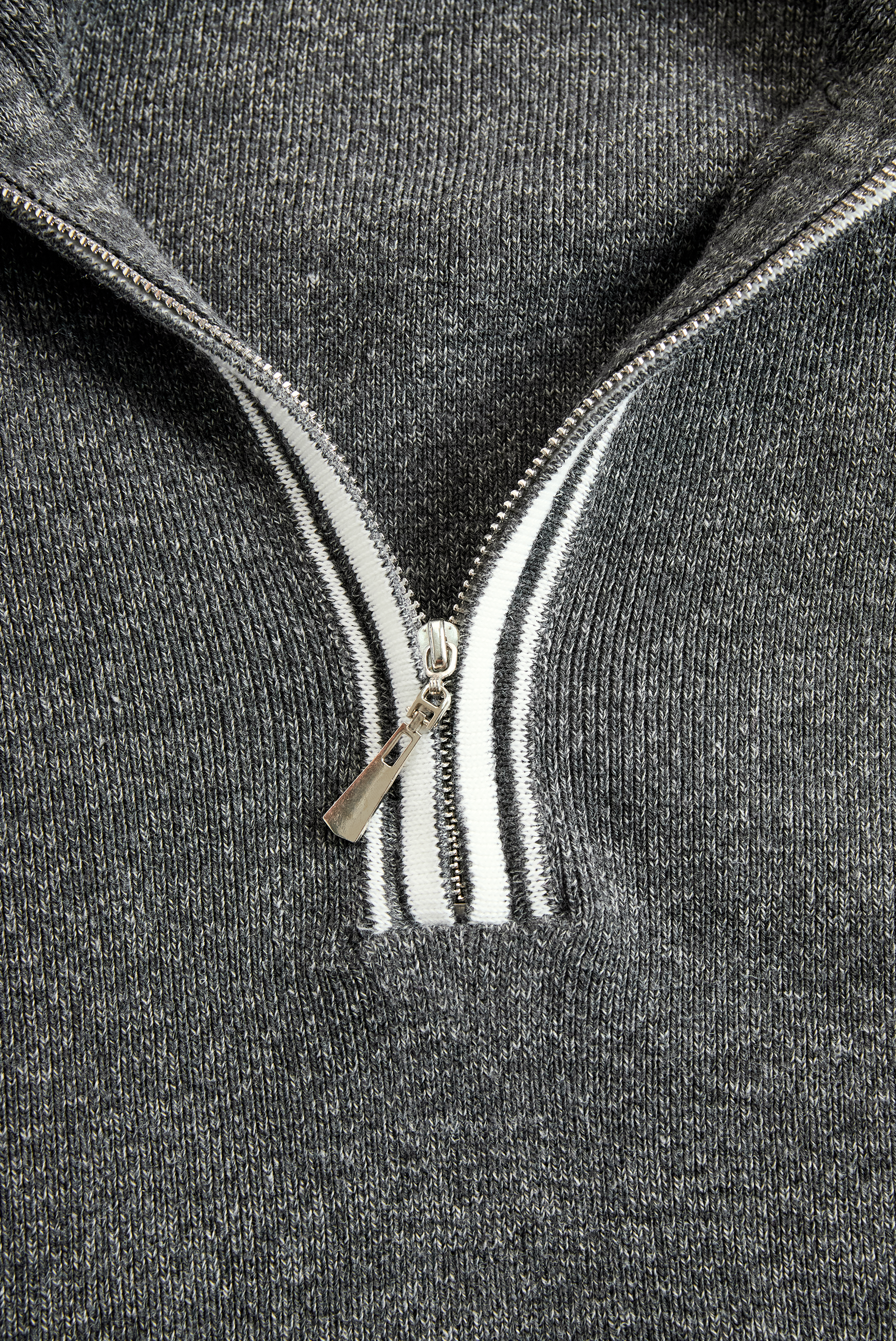 Women's Fashion Loose Knit White Trim Zipper Polo Neck Mini Dress MDA0774H6Y