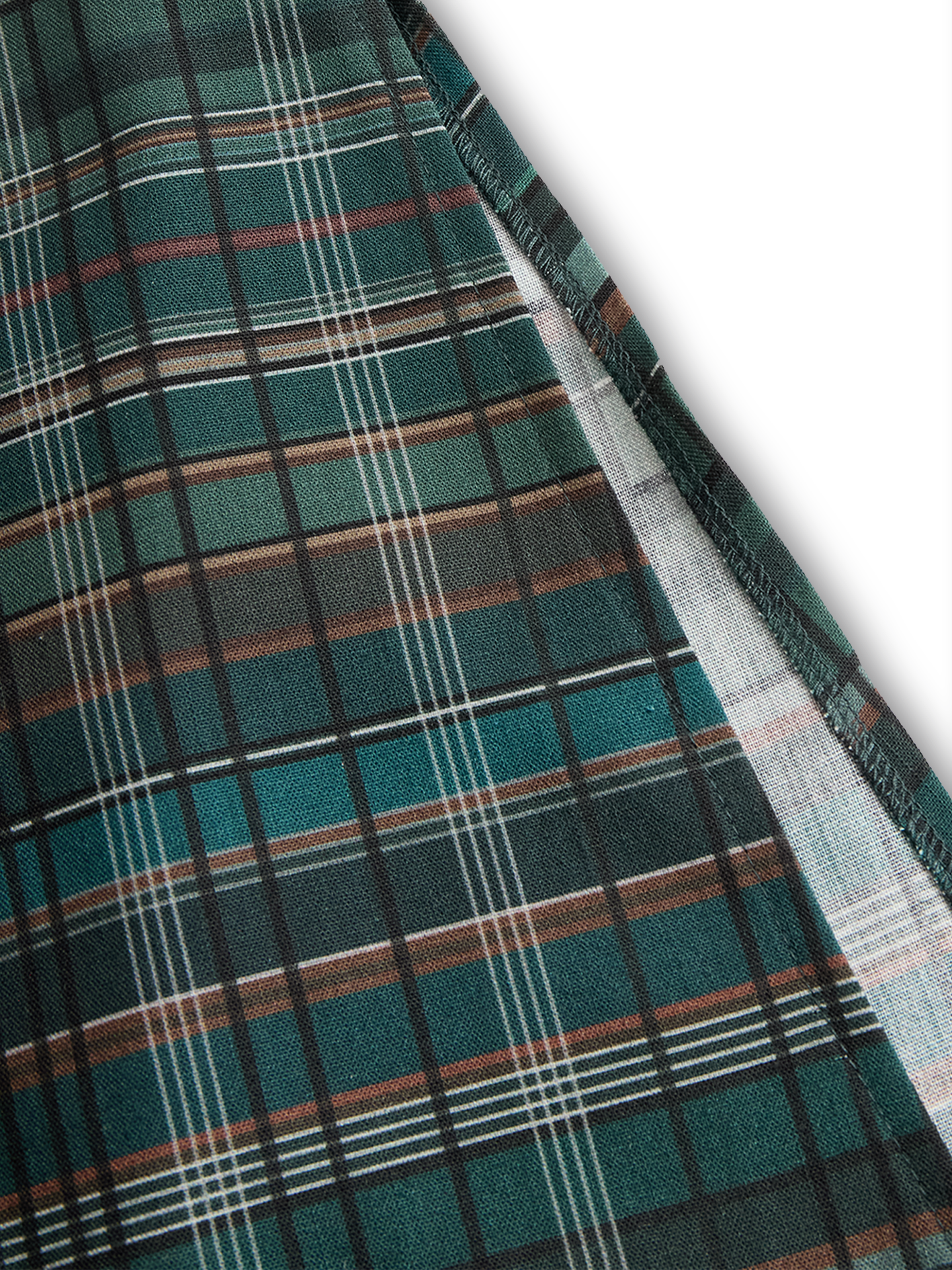 Women's Printed Plaid Lapel Single-Breasted Shirt Maxi Dress MDA1249H1Y