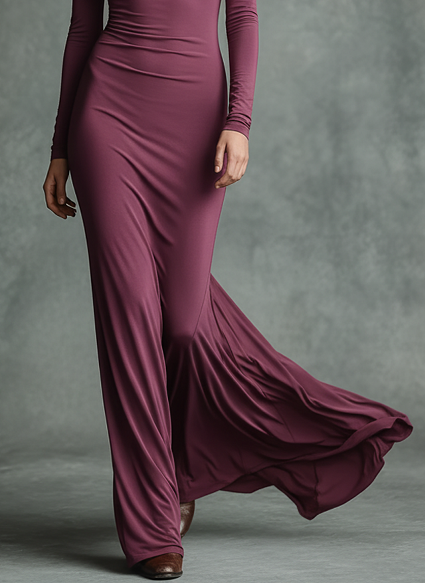 Women's Minimalist Stretch Round Neck Long-sleeved Maxi Dress MDA3085J2Y