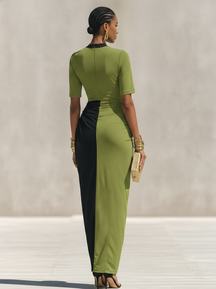 black and green color block dress Green & Black Color Block Twist-Hem Shift Dress Size XXL