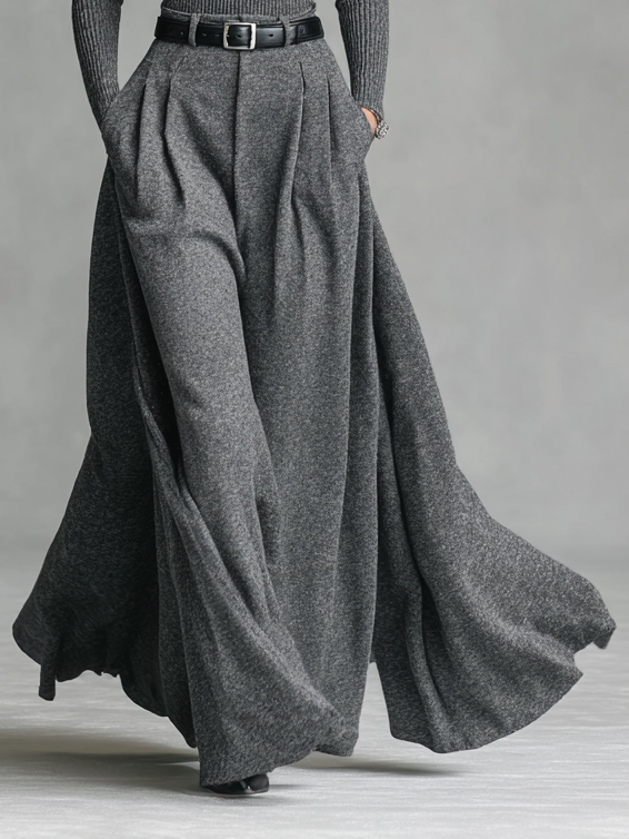 Women's Fashion Tight Knit Top Woolen Skirt Set（Without Belt)MDA0710H9Y