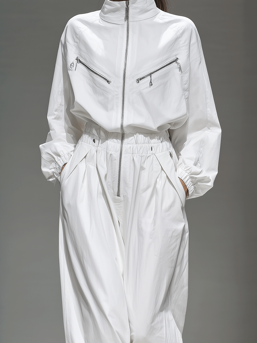 Women's Loose Lantern Sleeve Wide-Leg Blended Jumpsuit MDA3091G0I