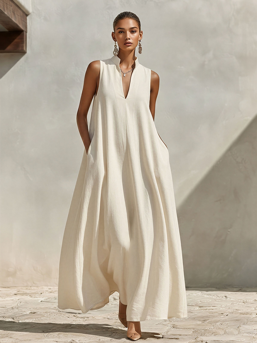 beige linen summer dress SUMMER Linen Wrap dress