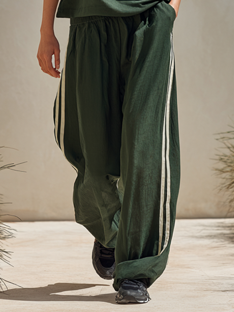 Women's Casual Sleeveless Hoodie & Wide-Leg Pants Set MDZ1247E3ZRK