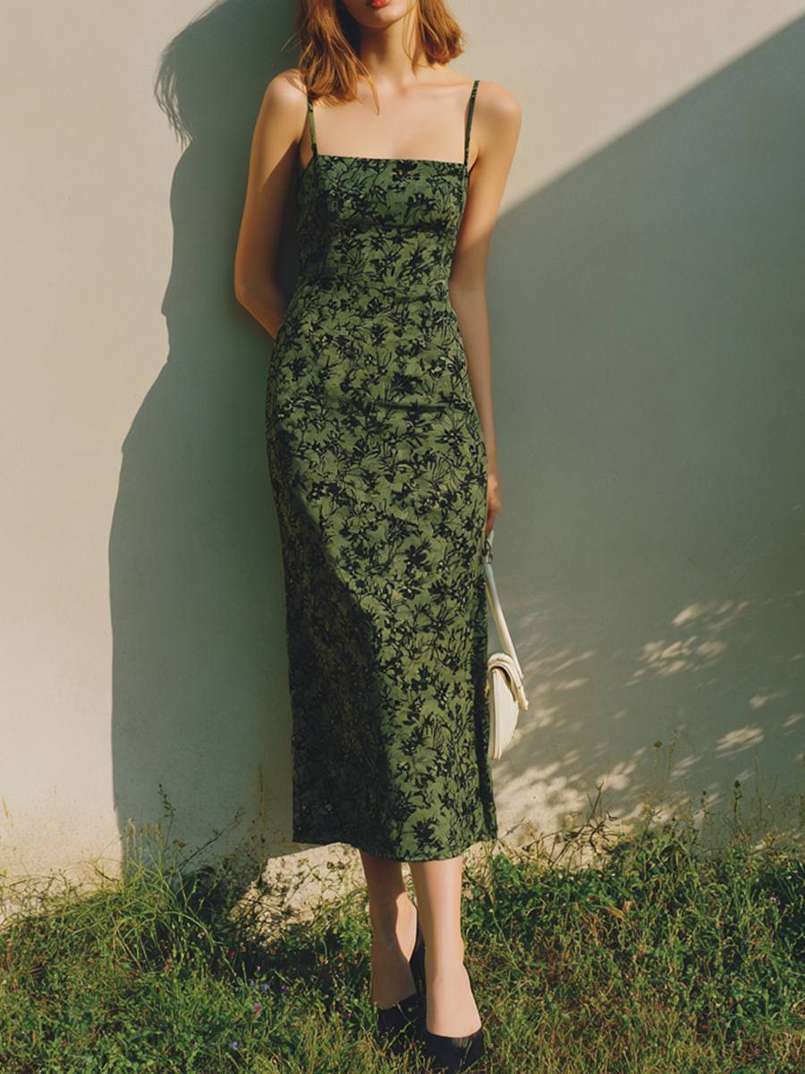 Women's Elegant Floral Print Midi Slip Dress MDZ1262E8ZRK