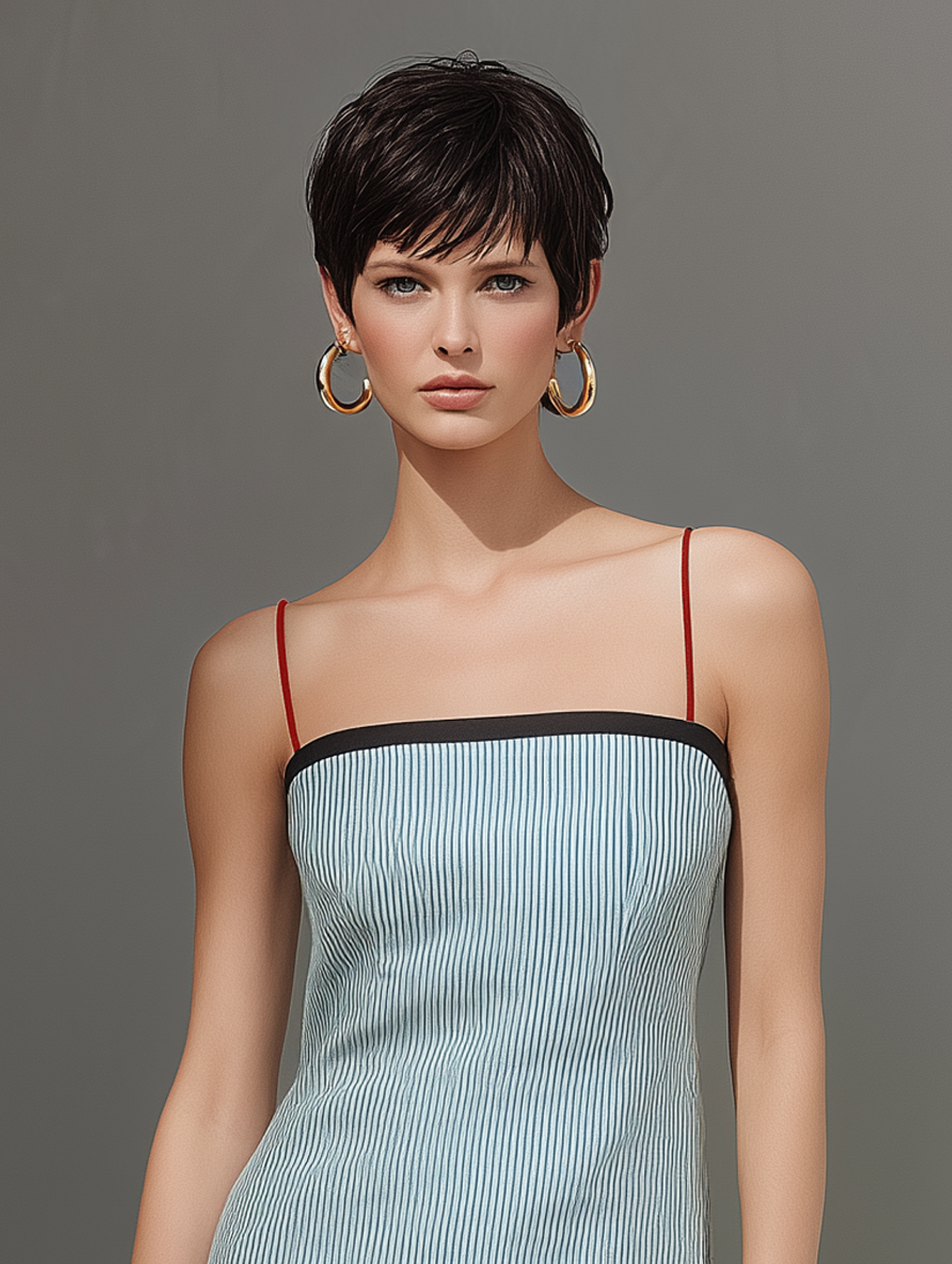 Women's Minimalist Striped Color-Block Spaghetti-Strap Mini Dress MDZ1264E6Y
