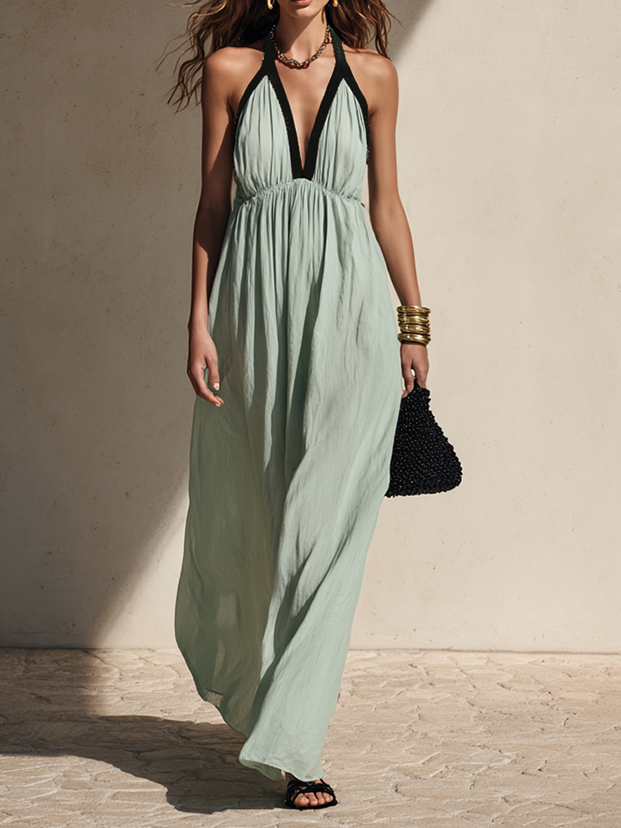 Women's Minimalist Backless Strappy Maxi Dress MDZ2625E0ZRK