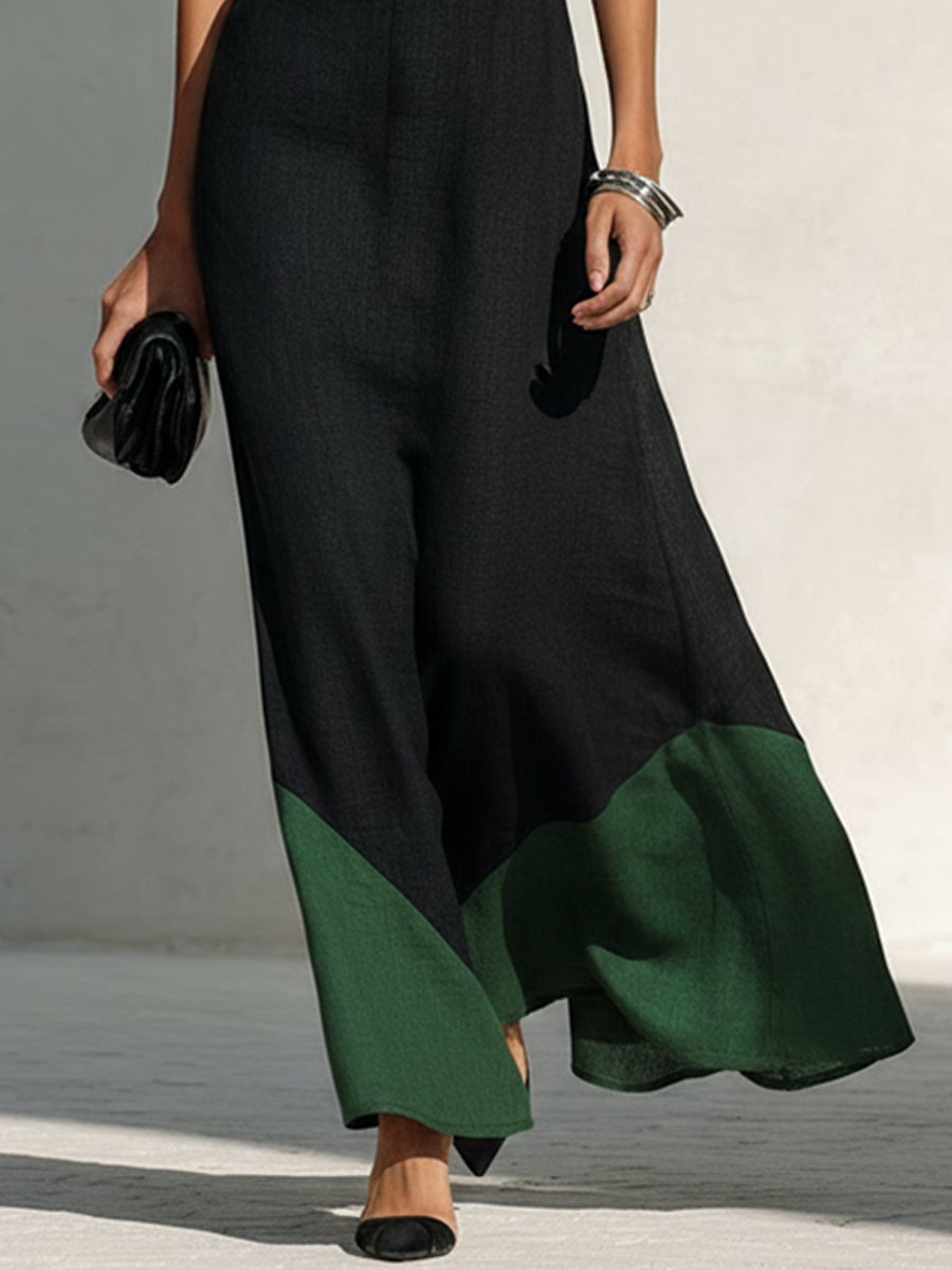 Women’s Linen-Blend Color-Block Halter Maxi Dress MDZ2797E5ZRK