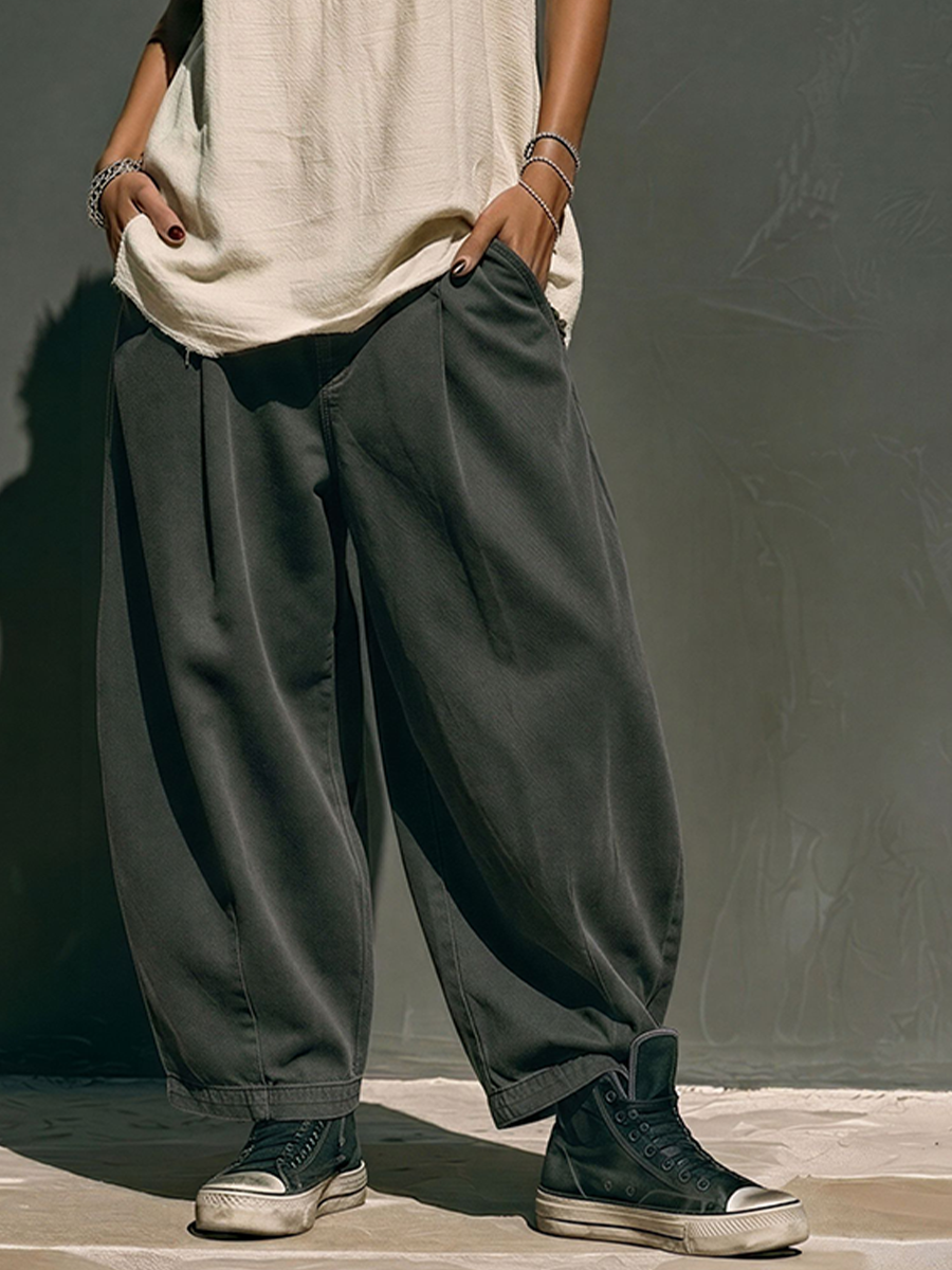 Women's Neutral Tone Co-Ord With Oversized Frayed Tank & High-Waisted Wide Leg Pants, Modern Effortless-Chic Everyday Outfit MDZ2851E0LYL