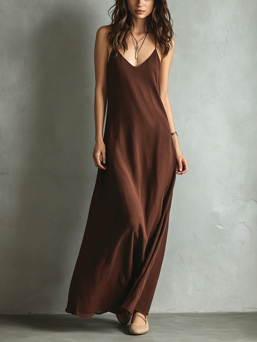 Women's Cotton-Blend Slim-Fit Spaghetti-Strap Maxi Dress MDZ0219F7ZJW
