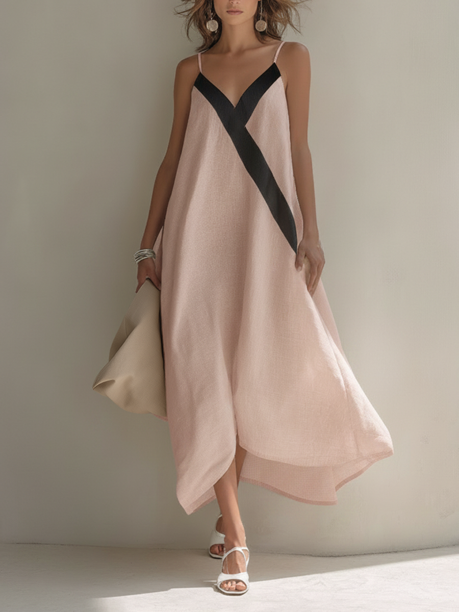 Women's Classic Casual Color-Block Maxi Dress MDZ1657F2ZRK
