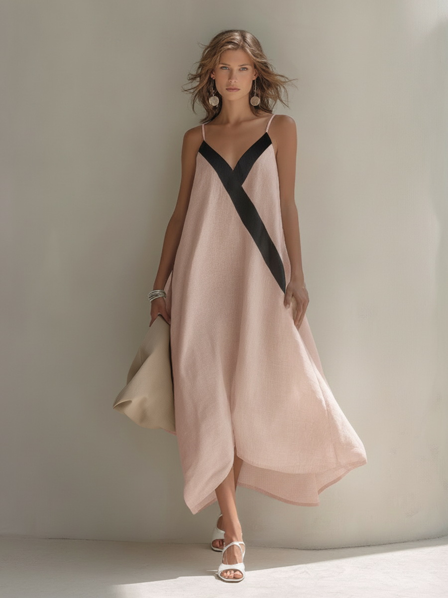 Women's Classic Casual Color-Block Maxi Dress MDZ1657F2ZRK