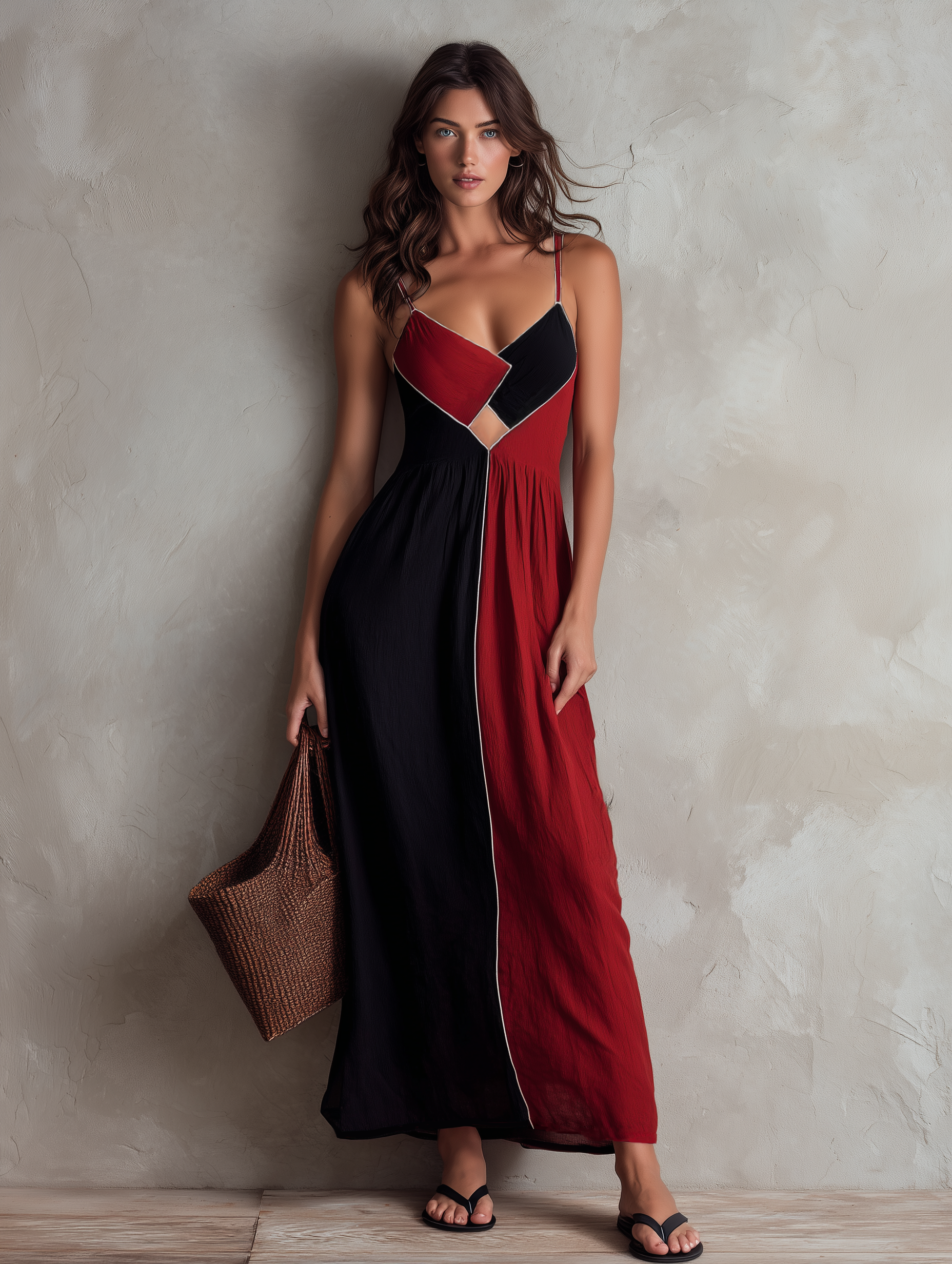 red and black color block dress Red & Black Color Block Dress