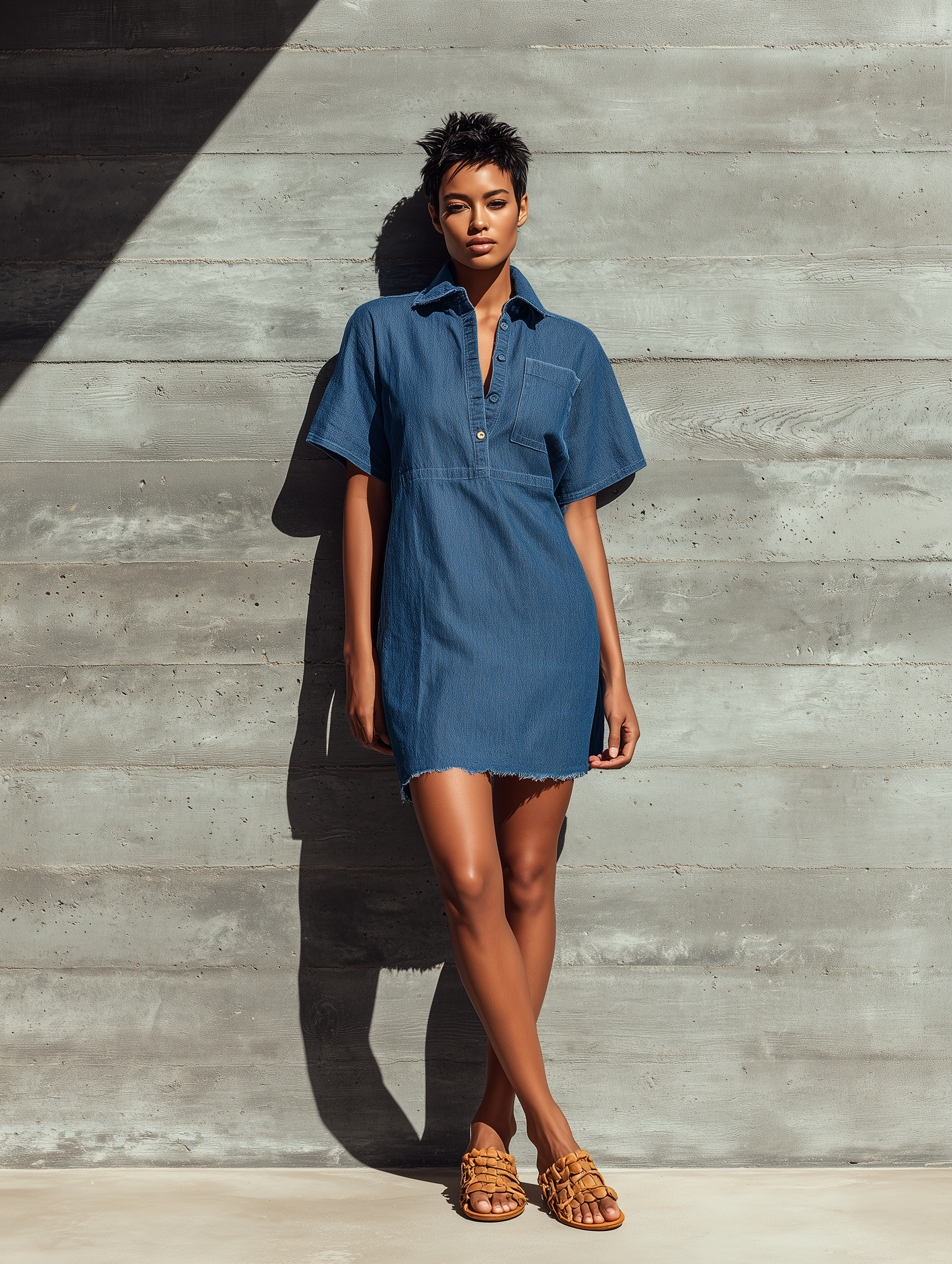 denim frayed dress COLLUSION frayed hem cross back denim dress in dark blue