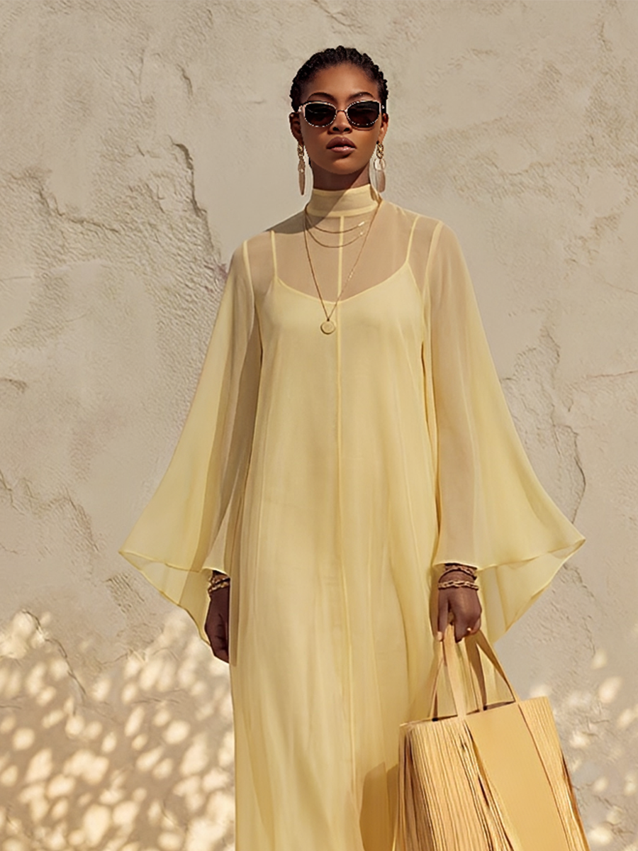 pale yellow flowy dress Beautiful Day Dress