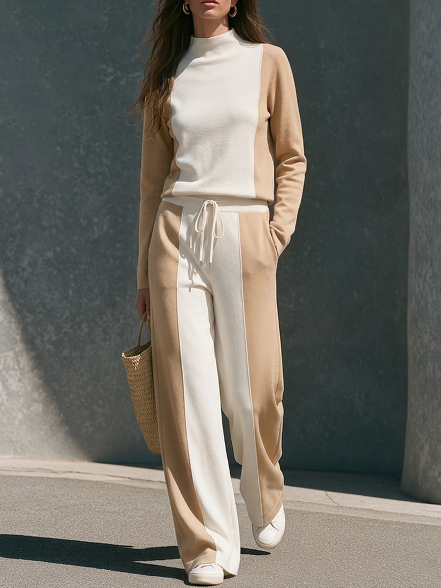 Women's Color-Block Cotton-Blend Knit Athleisure Two-Piece Set MDZ2868G3ZRK