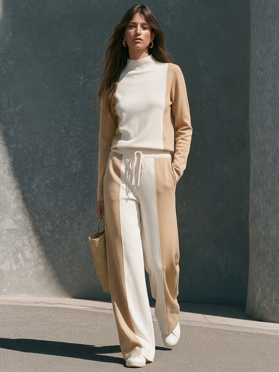 Women's Color-Block Cotton-Blend Knit Athleisure Two-Piece Set MDZ2868G3ZRK