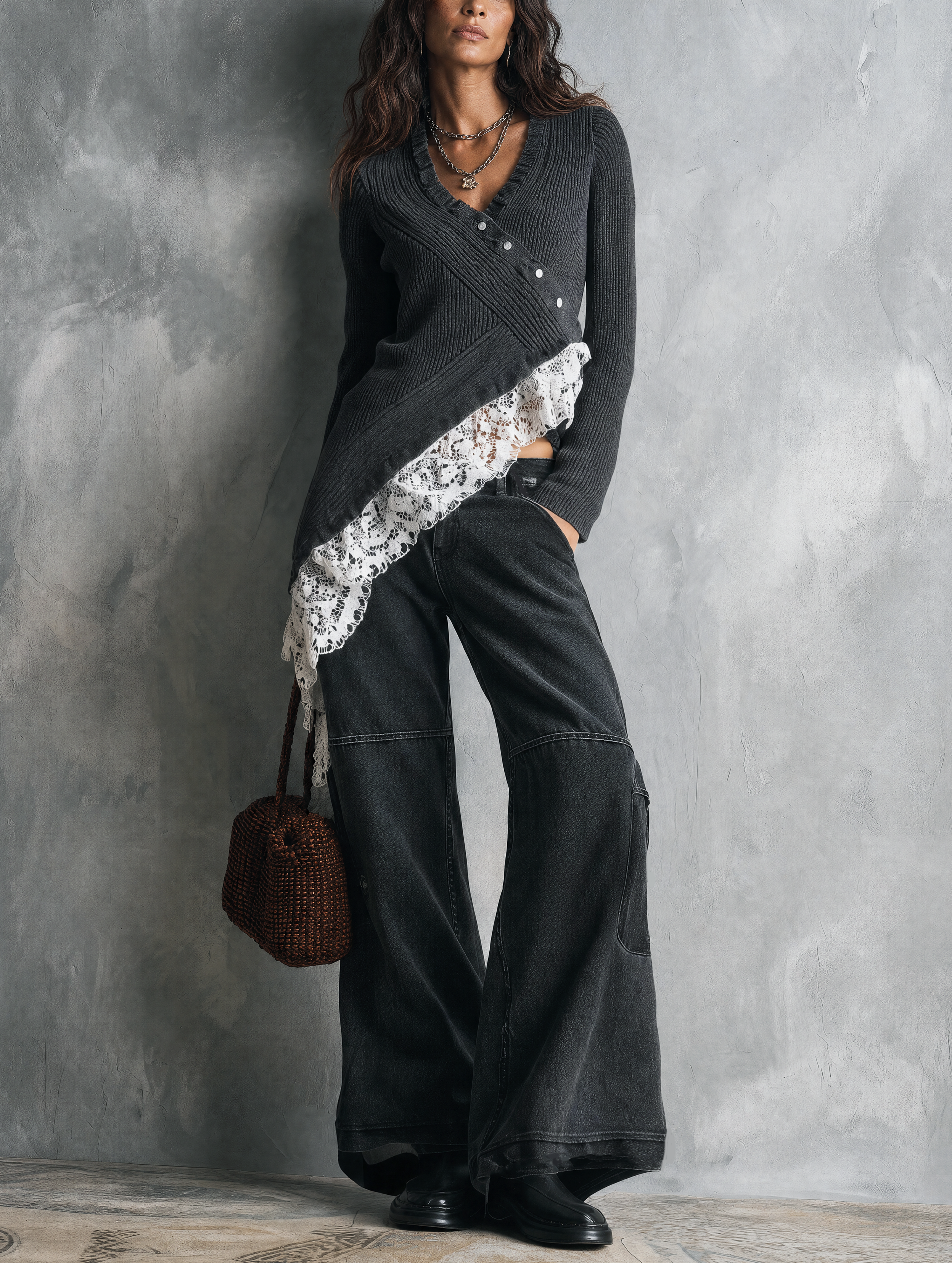 Women's Casual Grey Long-sleeve V-neck Knit Cardigan MDZ2817G5LXY