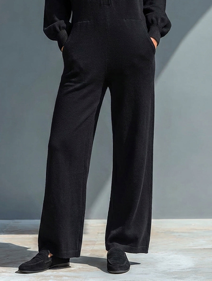 Women's Casual Knit Collared Single-Breasted Jumpsuit MDZ0458H4WY