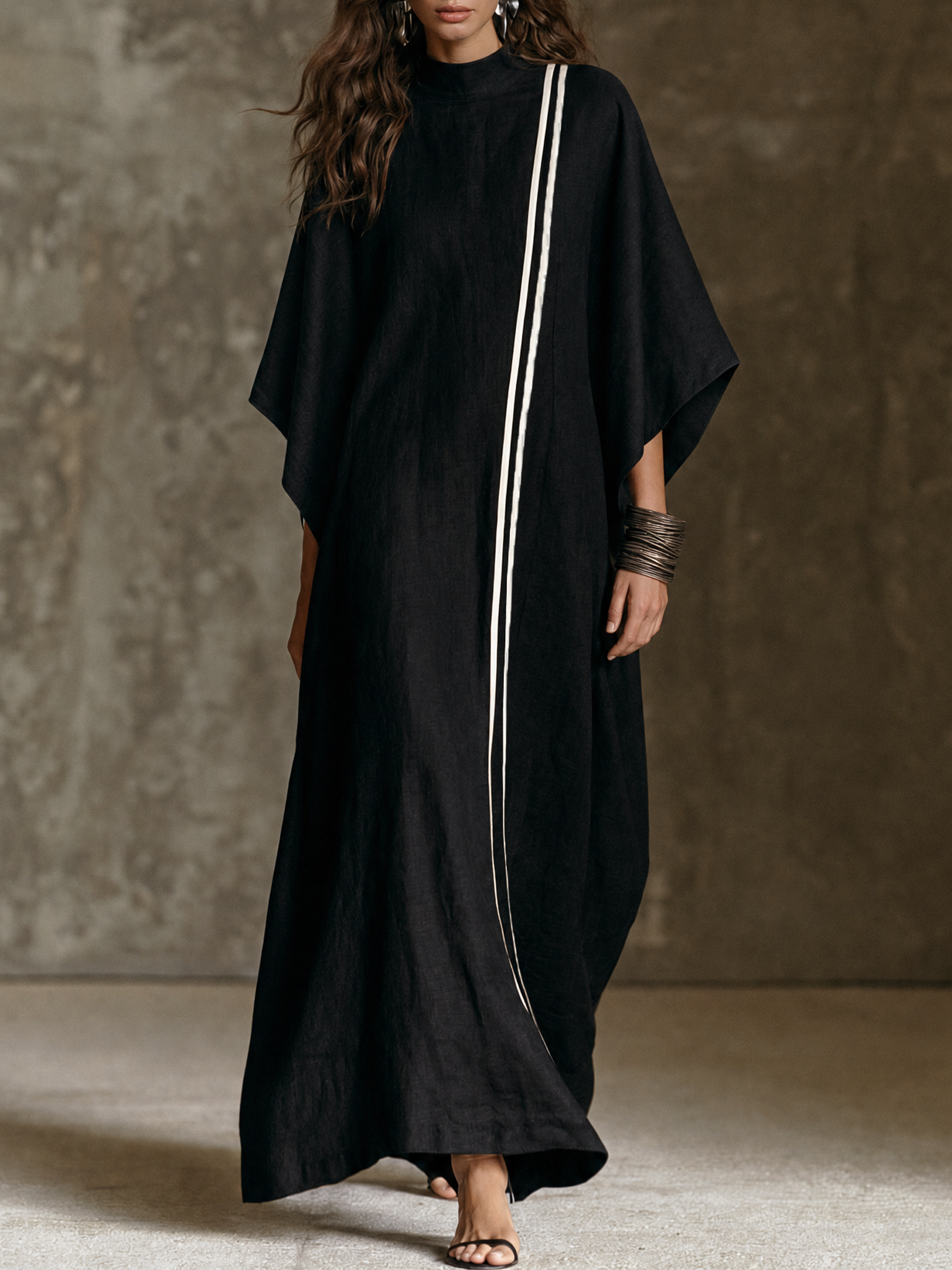 Women's Minimalist Mock-Neck Batwing-Sleeve Maxi Dress MDZ0444H0WY