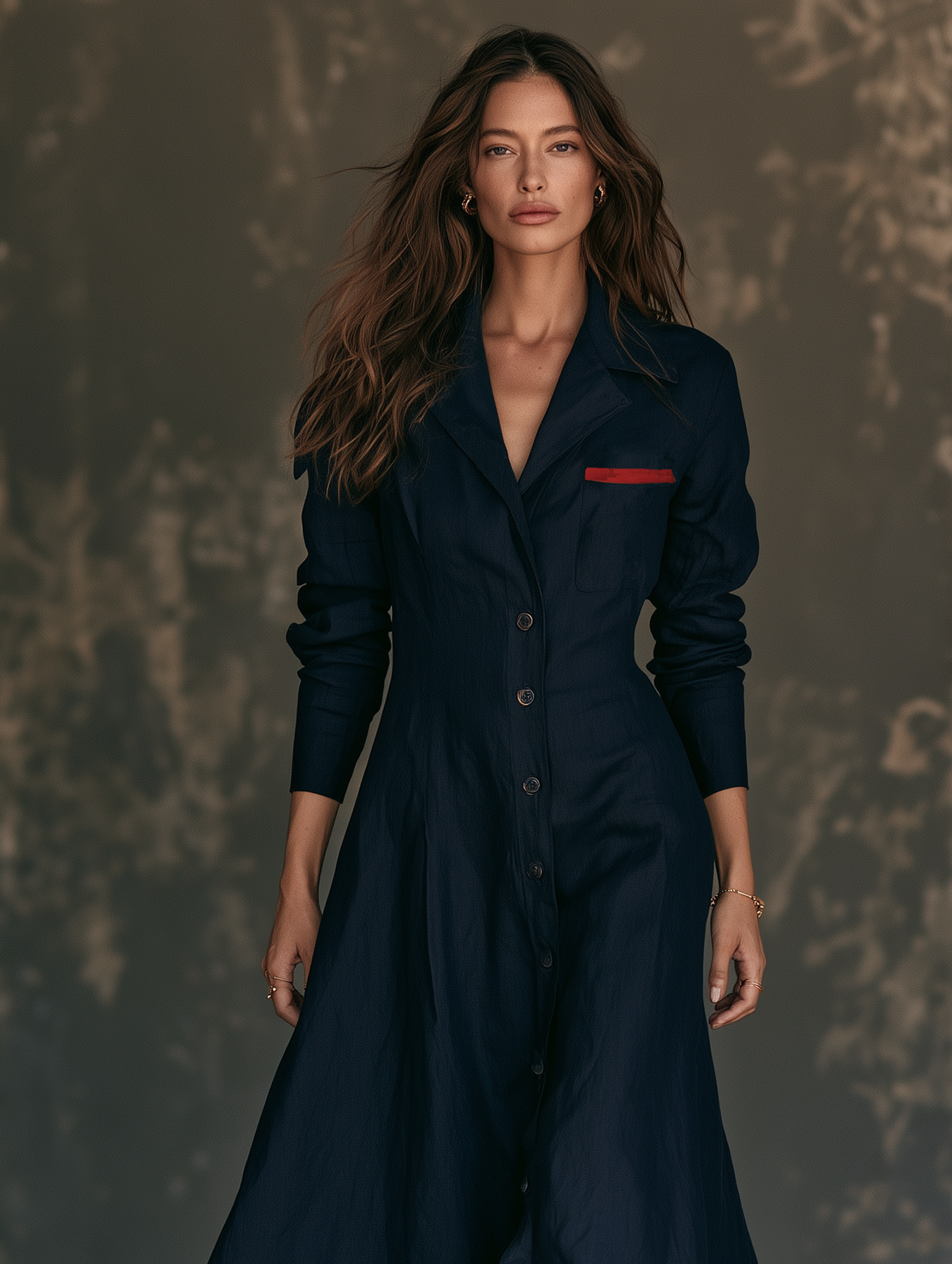 Women's Minimalist Lapel Long-Sleeve Single-Breasted Maxi Dress MDZ0607H3WY
