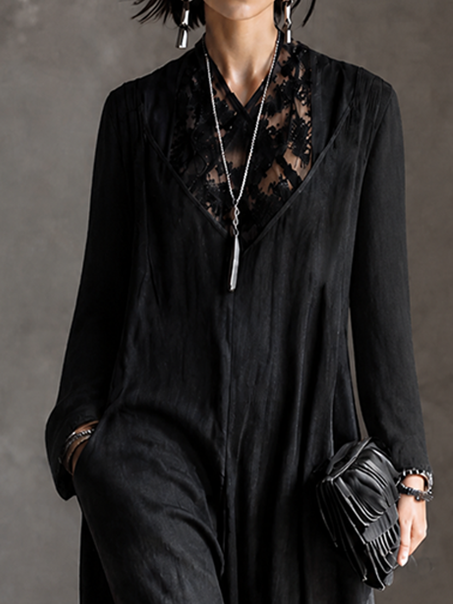Women's Lace Panel Edgy Harem Jumpsuit MDZ0605H5GMJ