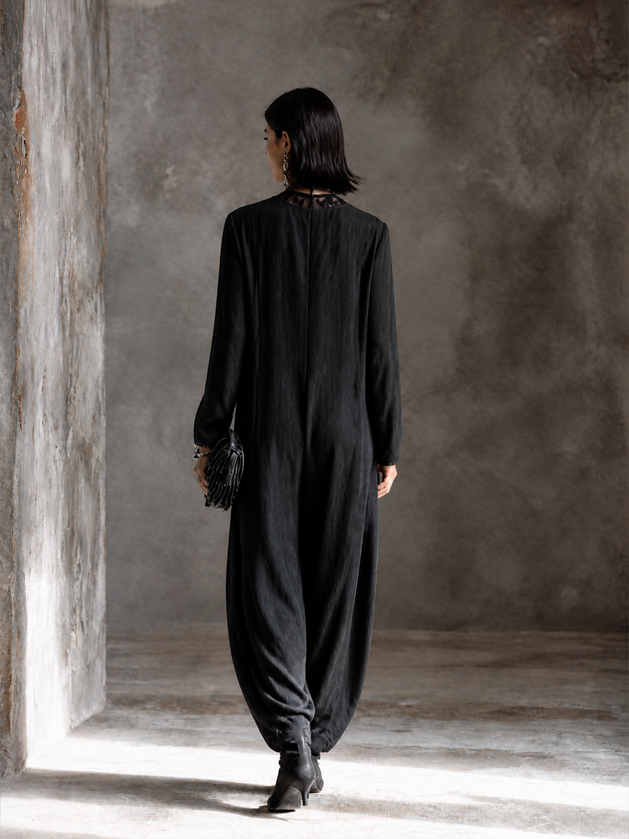 Women's Lace Panel Edgy Harem Jumpsuit MDZ0605H5GMJ