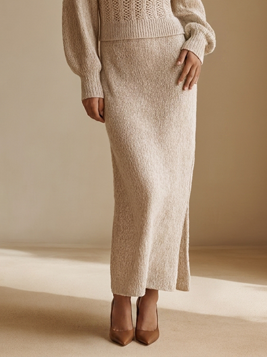 Women's Square-Neck Cut-Out Knit Top & Maxi Skirt Set MDZ0732H0ZRK