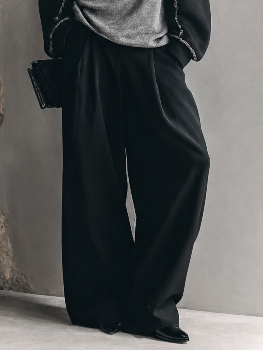 Women's Knitted Patchwork Top And Wide-leg Pants Casual Set MDZ0754H4GMJ