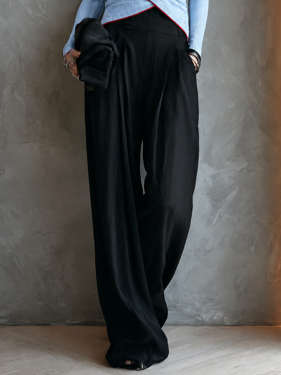 Women's Pleated Casual Halter Wide-Leg Pants Set MDZ0728H8GMJ