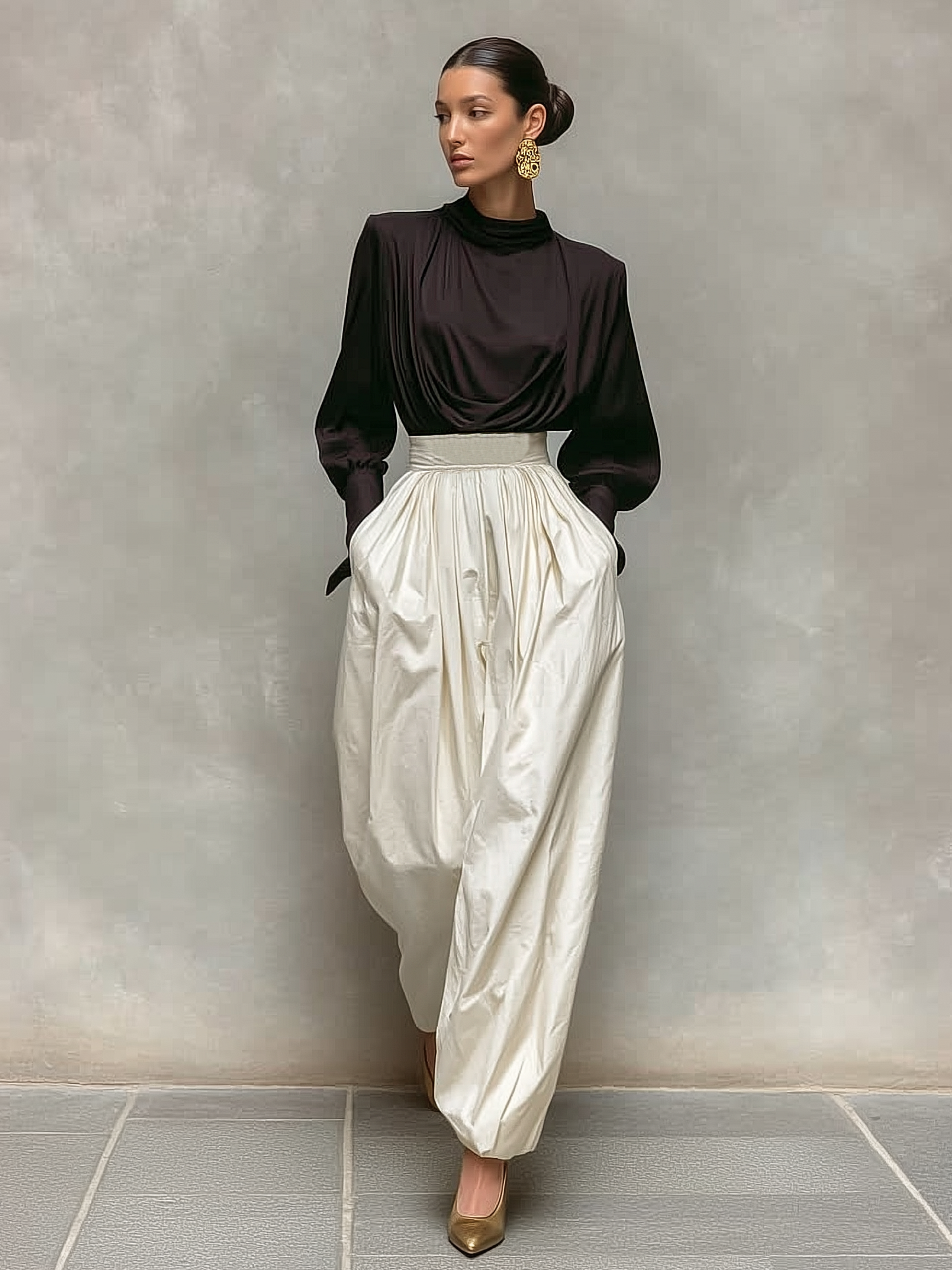 Women's Minimalist Blouse And Culottes Set MDA1570L9Y