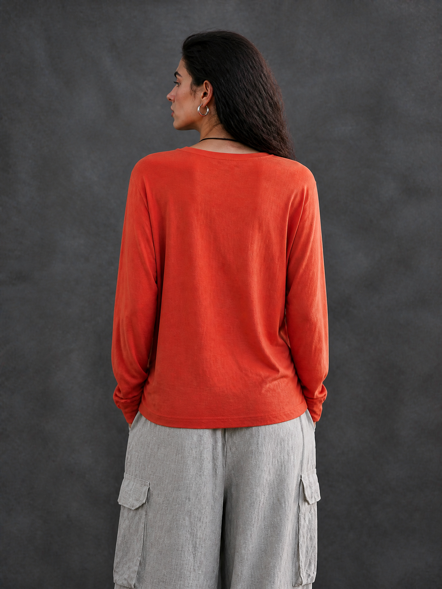 Women's Casual Cotton Blend Crewneck Pocket Long-Sleeve T-Shirt MDZ1039H3GMJ