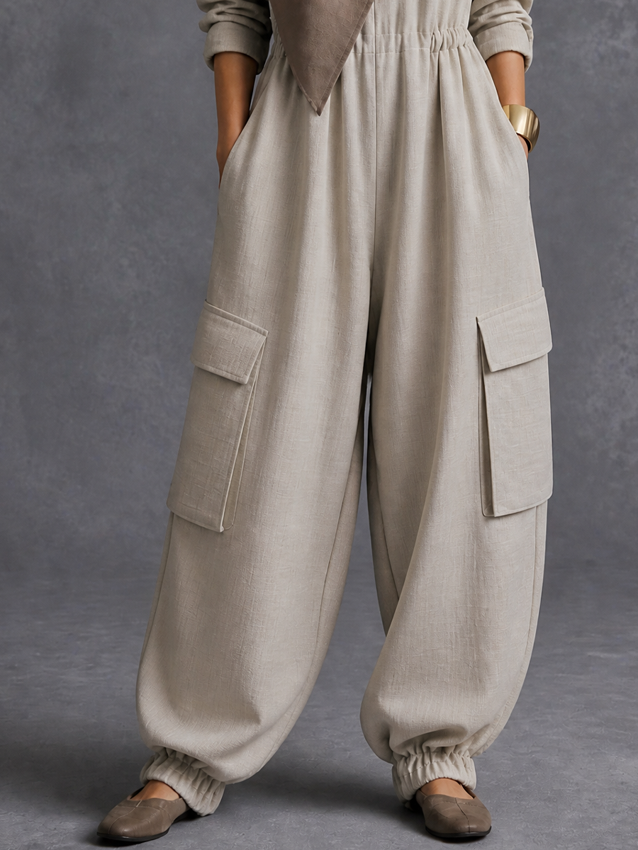 Women's Utility Casual Cowl-Neck Cargo Jumpsuit MDZ1044H2GMJ