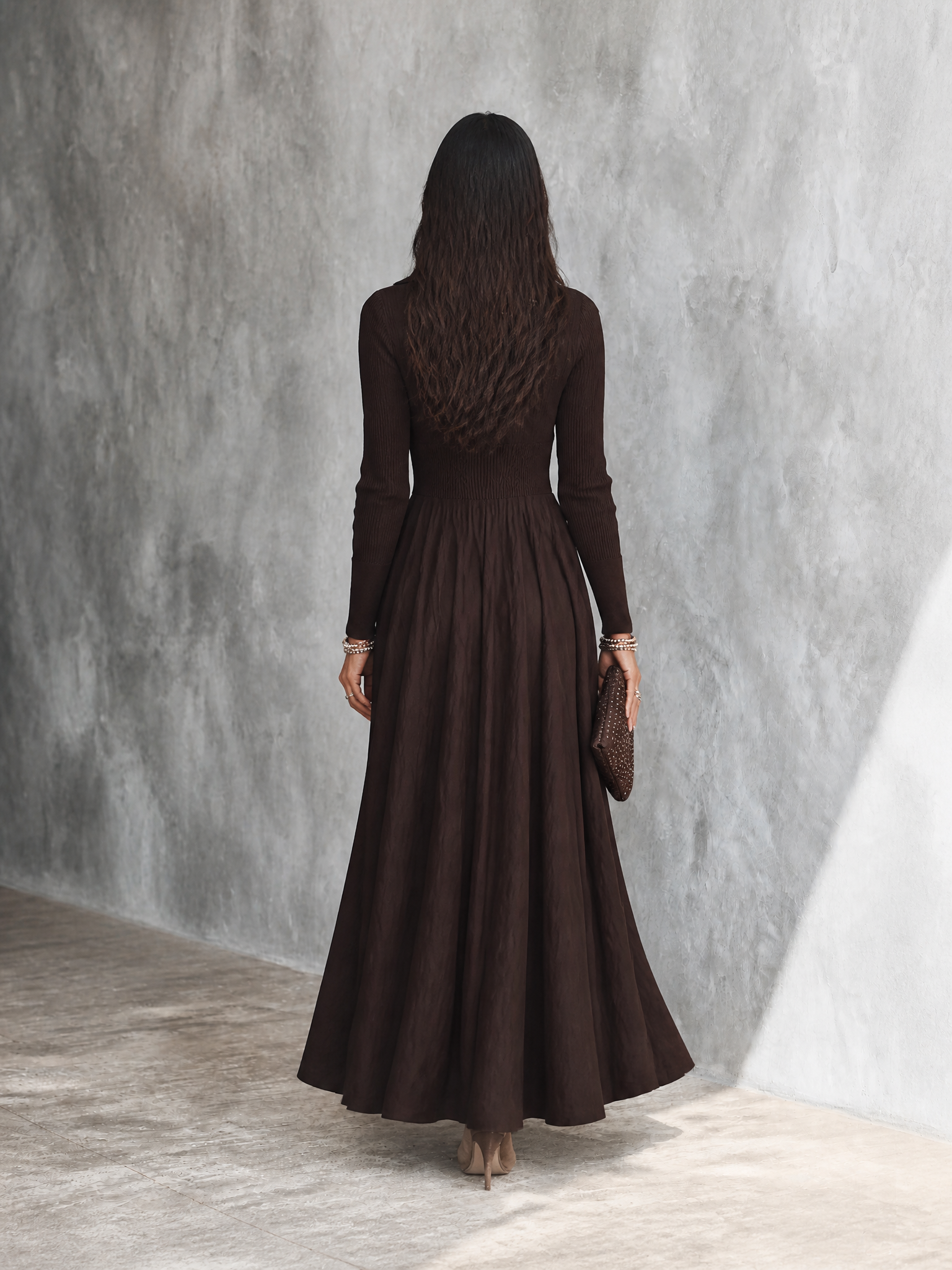 Women's Embroidered Elegant Collared Maxi Dress MDZ1107H0GMJ