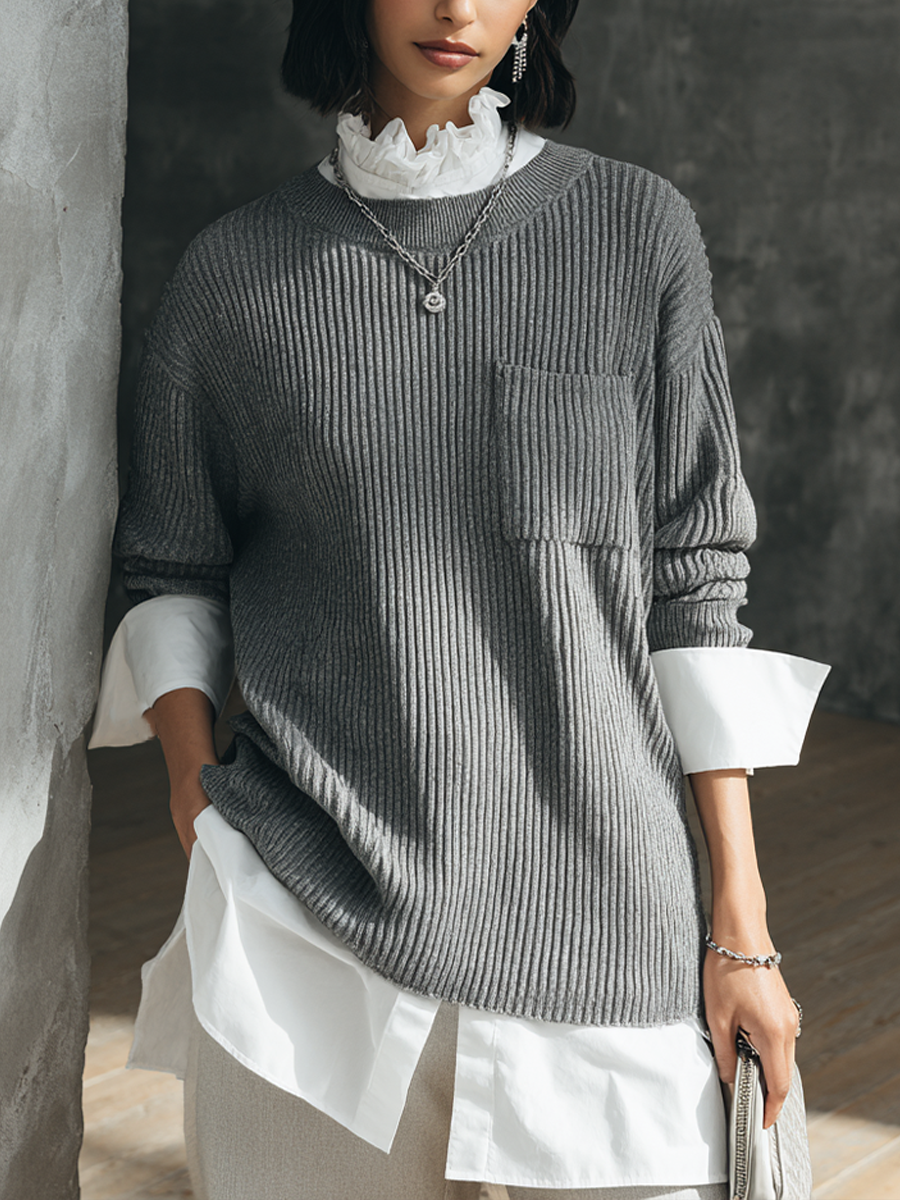 Women's Casual Faux-layered Sweater MDZ1146H0GMJ