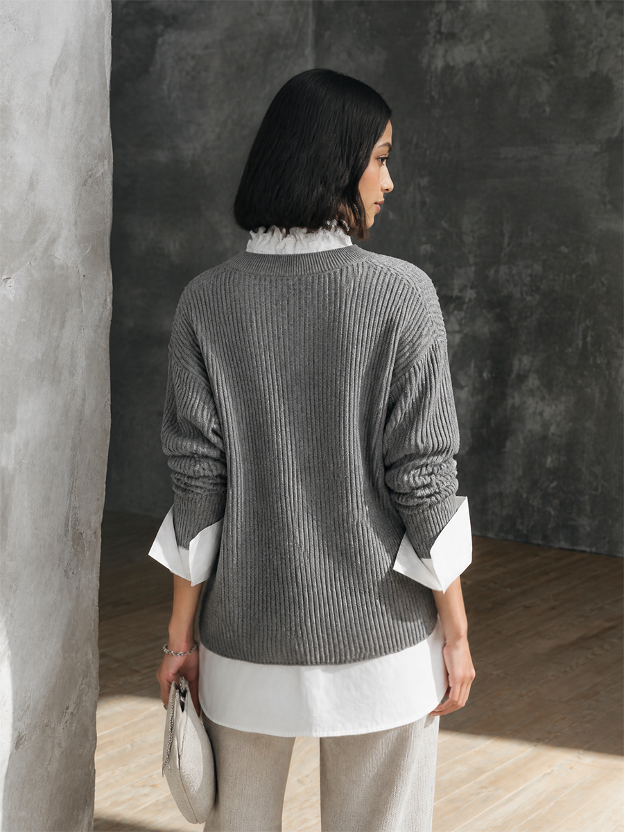 Women's Casual Faux-layered Sweater MDZ1146H0GMJ