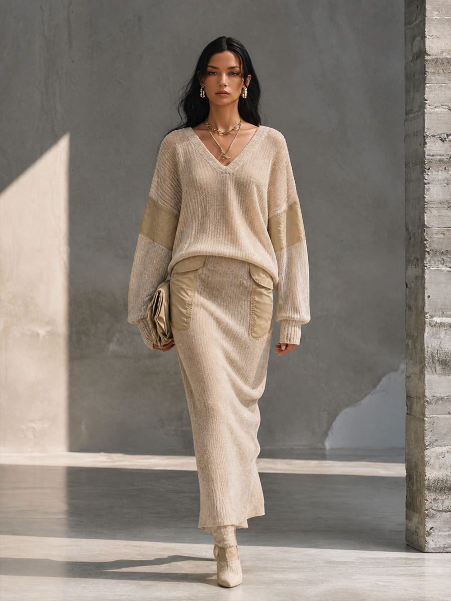 Women's Utility Pocket Casual Knit Maxi Skirt MDZ1186H7GMJ